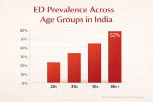 Bar chart comparing ED prevalence in India by age group